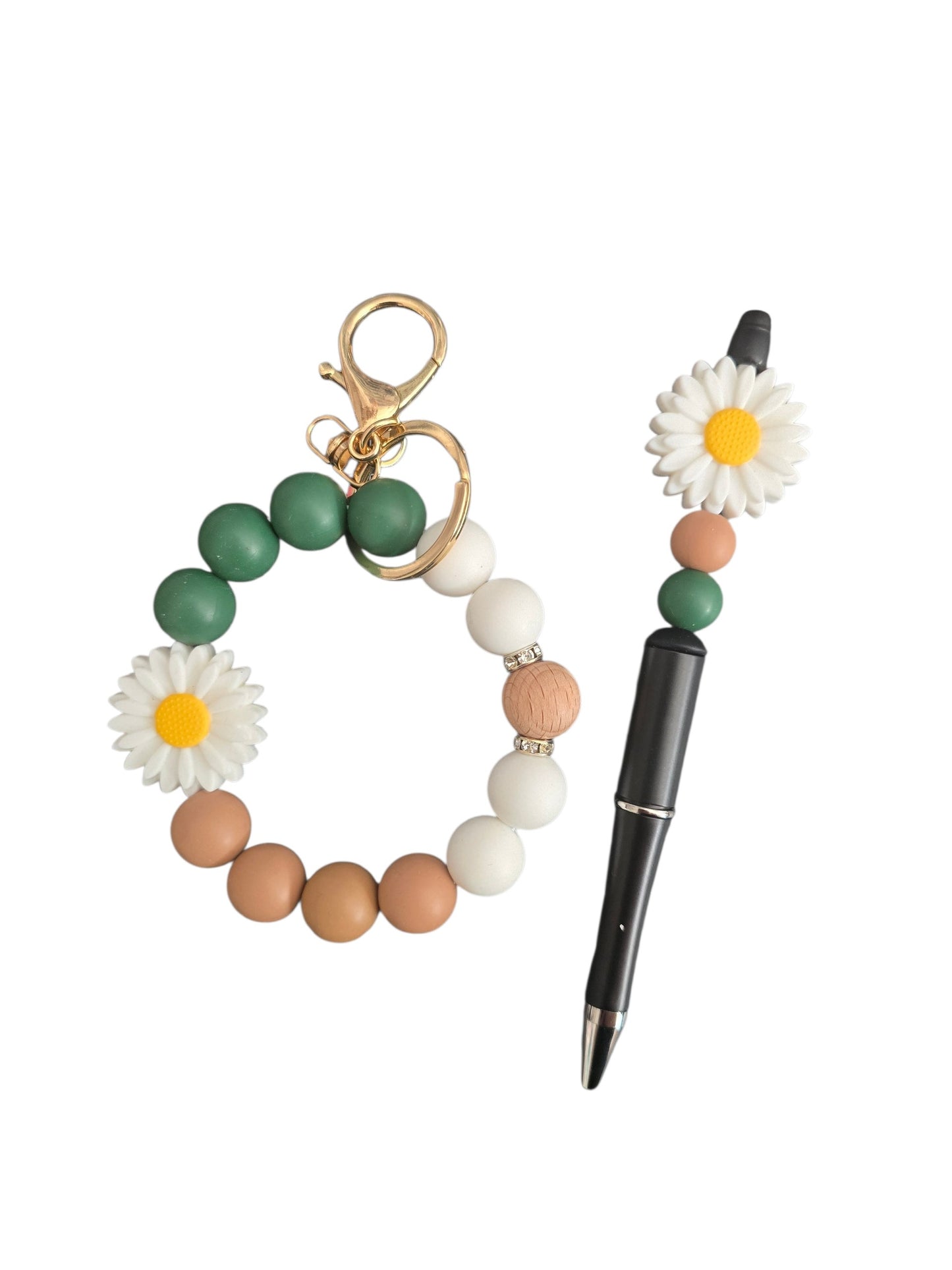 Bracelet porte-clé & Stylo fleur