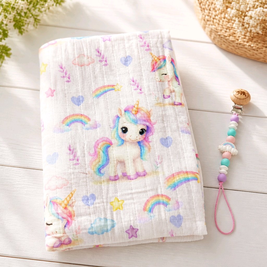 Ensemble attache-suce et mousseline licorne