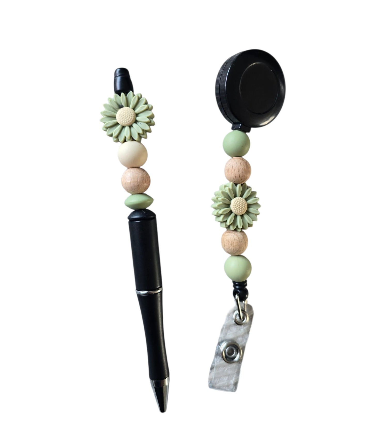 Attache-carte et stylo Fleur