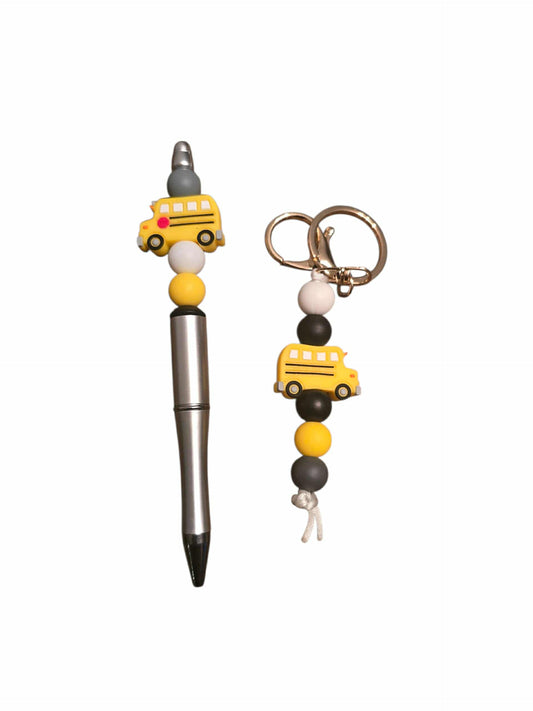Stylo + porte-clé autobus