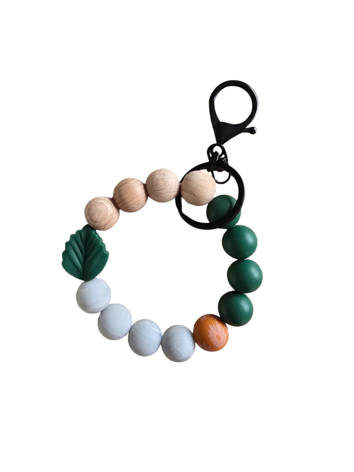 Bracelet Porte-Clé Adulte Feuille Verte