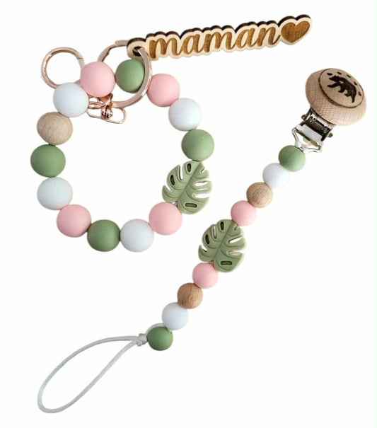 Attache-suce + bracelet porte-clé maman
