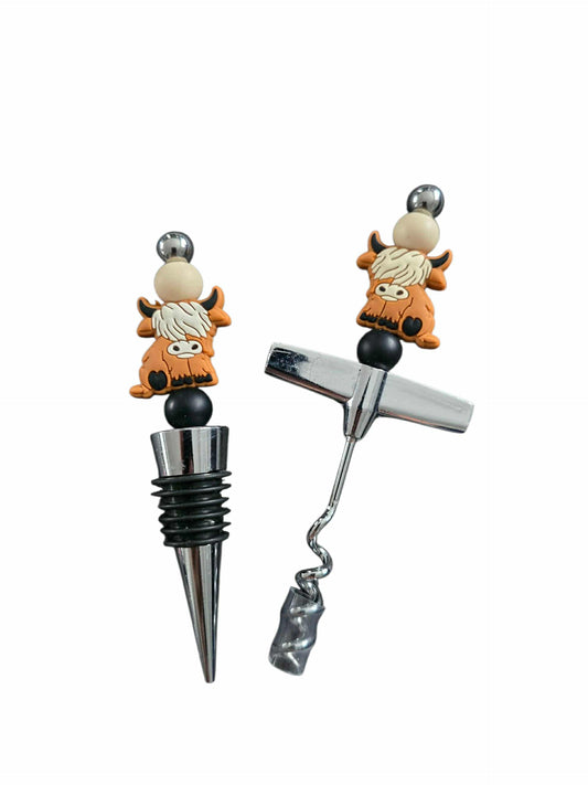 Bouchon à vin + tire bouchon Highland Brune