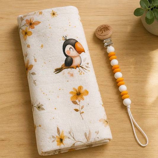 Ensemble mousseline toucan & attache-suce