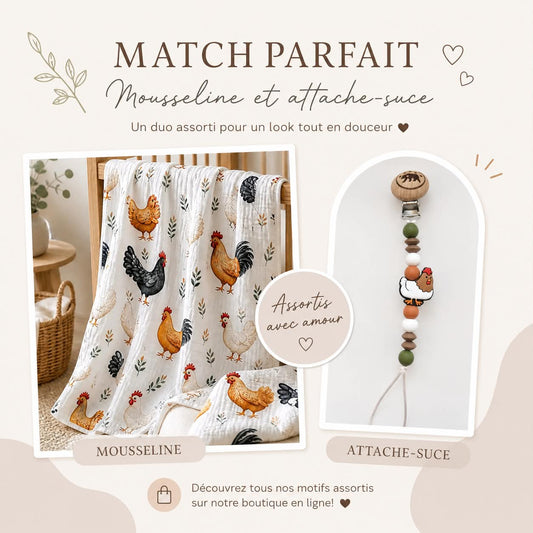 Ensemble mousseline & attache-suce Poule