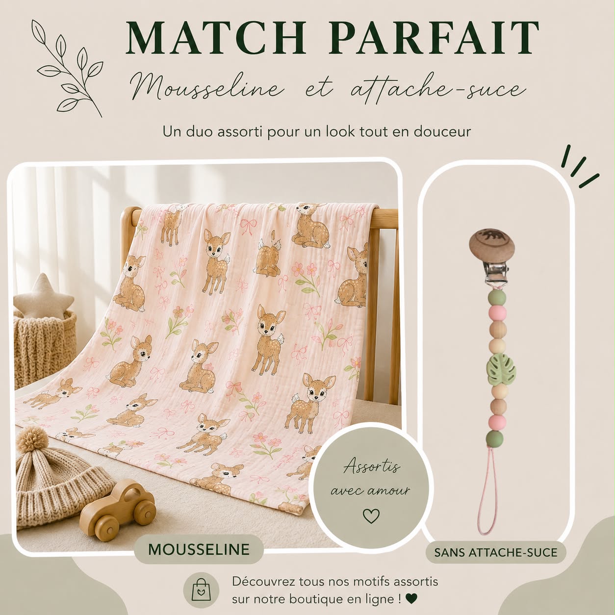 Mousseline & attache-suce bambi