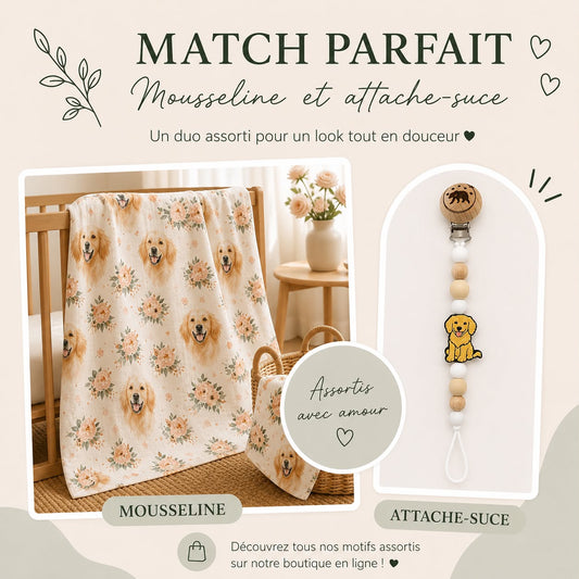Ensemble mousseline & attache-suce chien